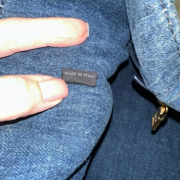 PRADA CANAPA LARGE DENIM TOTE AVIO BLUE LOGO BAG ITALY AUTHENTIC DUST BAG/CARD - Picture 14 of 16